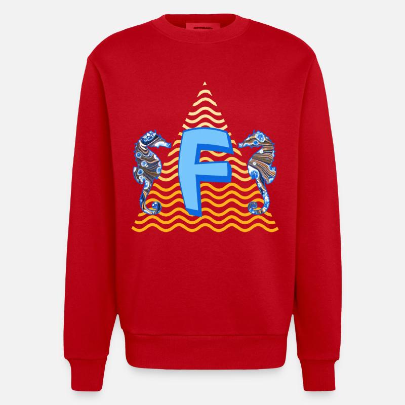 Hippocampe E 262 f - Sweat bio épais oversize fabriqué en UE - rouge