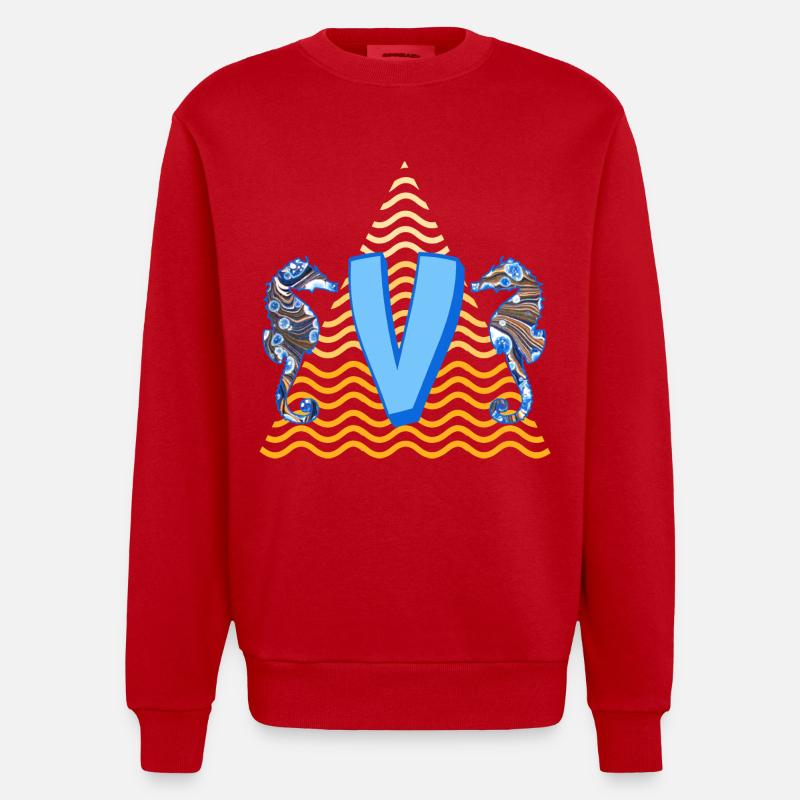 Seahorse E 262 V - Sweat bio épais oversize fabriqué en UE - rouge