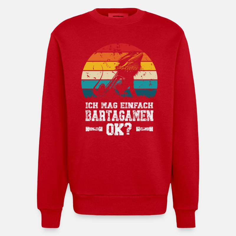 J’aime les dragons barbus - Sweat bio épais oversize fabriqué en UE - rouge