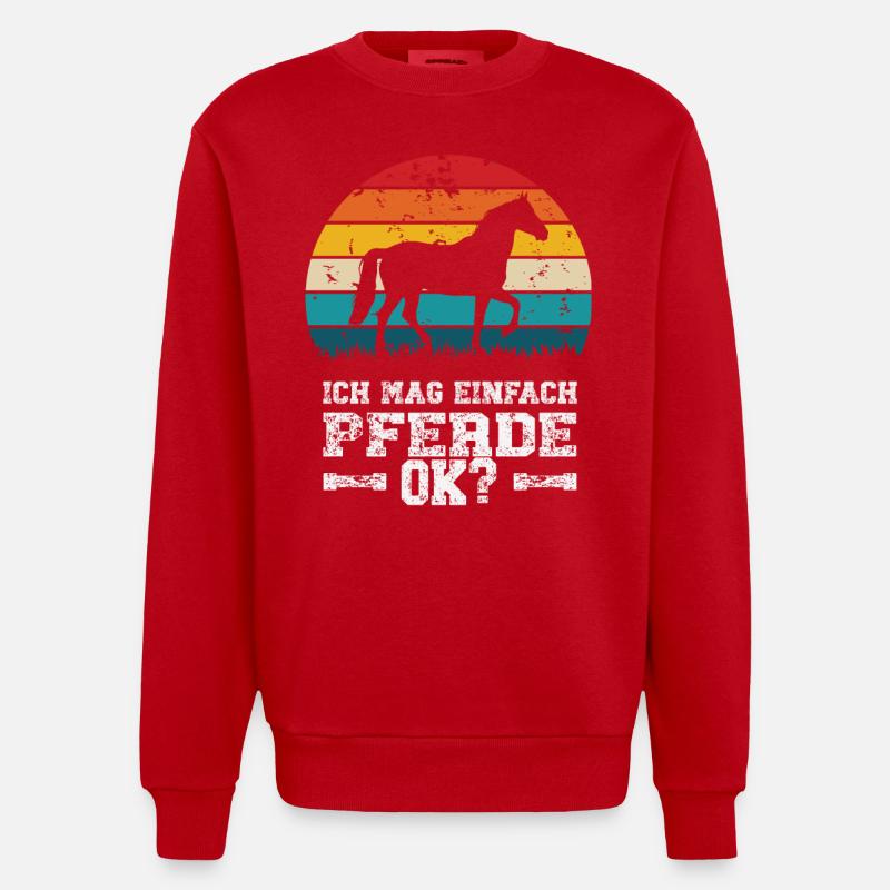 J’aime les chevaux - Sweat bio épais oversize fabriqué en UE - rouge