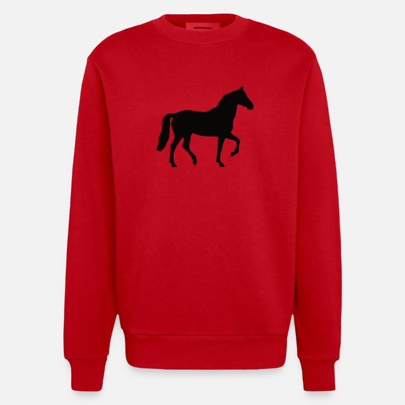 Ich mag Pferde - Heavyweight Oversized Organic Crew Neck Made in EU - Rot
