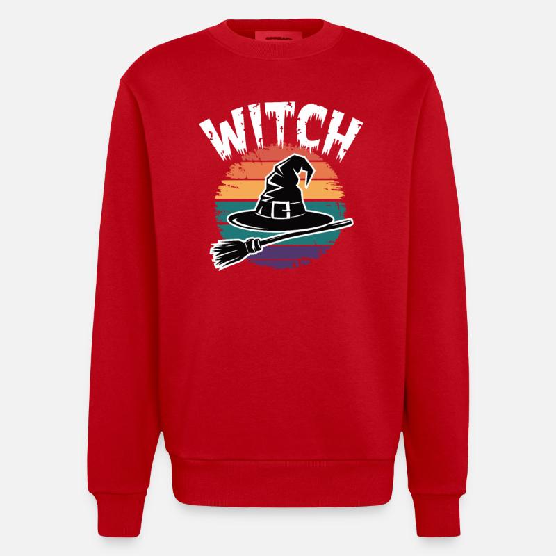 Witch Sunset Design - Heavyweight Oversized Organic Crew Neck Made in EU - red