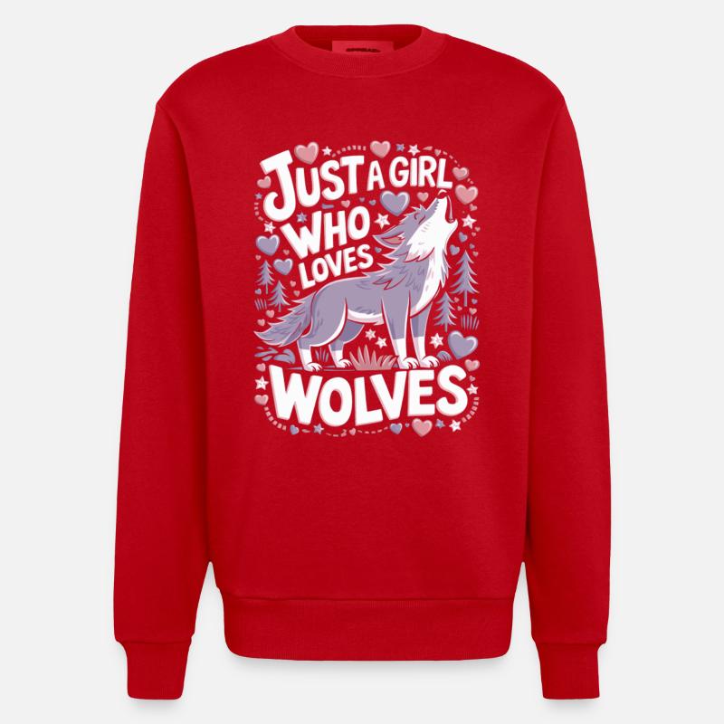 Wolf Mädchen Spruch - Heavyweight Oversized Organic Crew Neck Made in EU - Rot