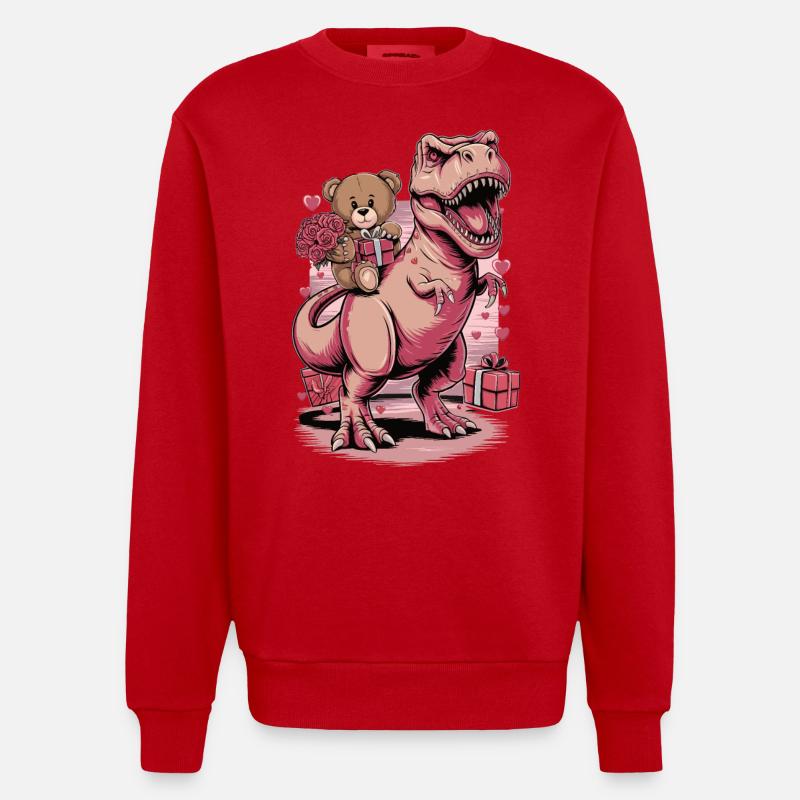 T. Rex Saint-Valentin - Sweat bio épais oversize fabriqué en UE - rouge