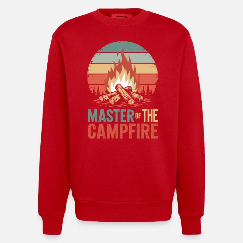 Maître du feu de camp - Sweat bio épais oversize fabriqué en UE - rouge