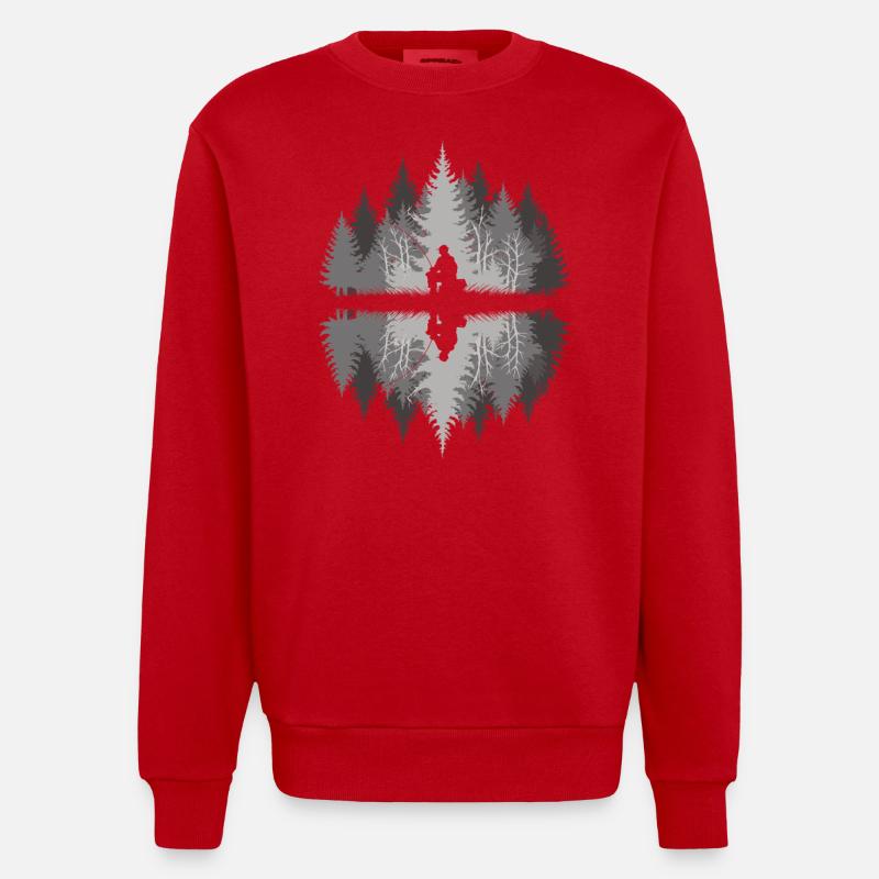 Angler im dunklen Wald - Heavyweight Oversized Organic Crew Neck Made in EU - Rot