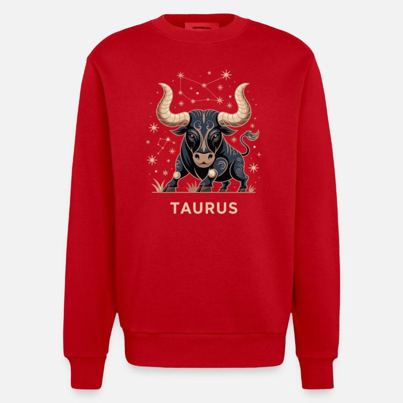 Sternzeichen Stier - Heavyweight Oversized Organic Crew Neck Made in EU - Rot