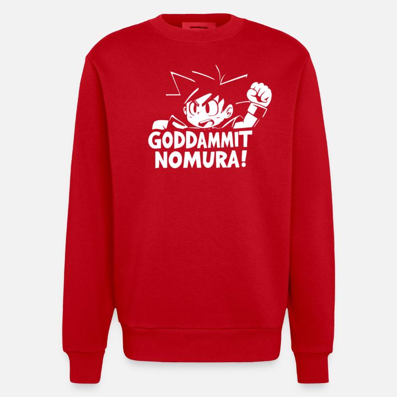 Goddammit Nomura – Chibi Design - Heavyweight Oversized Organic Crew Neck Made in EU - red