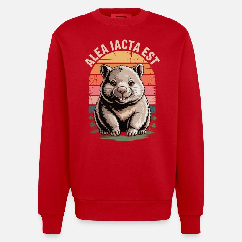 Alea iacta est Wombat - Sweat bio épais oversize fabriqué en UE - rouge