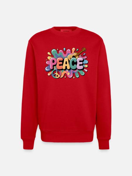 PEACE – Psychedelic - Heavyweight Oversized Organic Crew Neck Made in EU - red