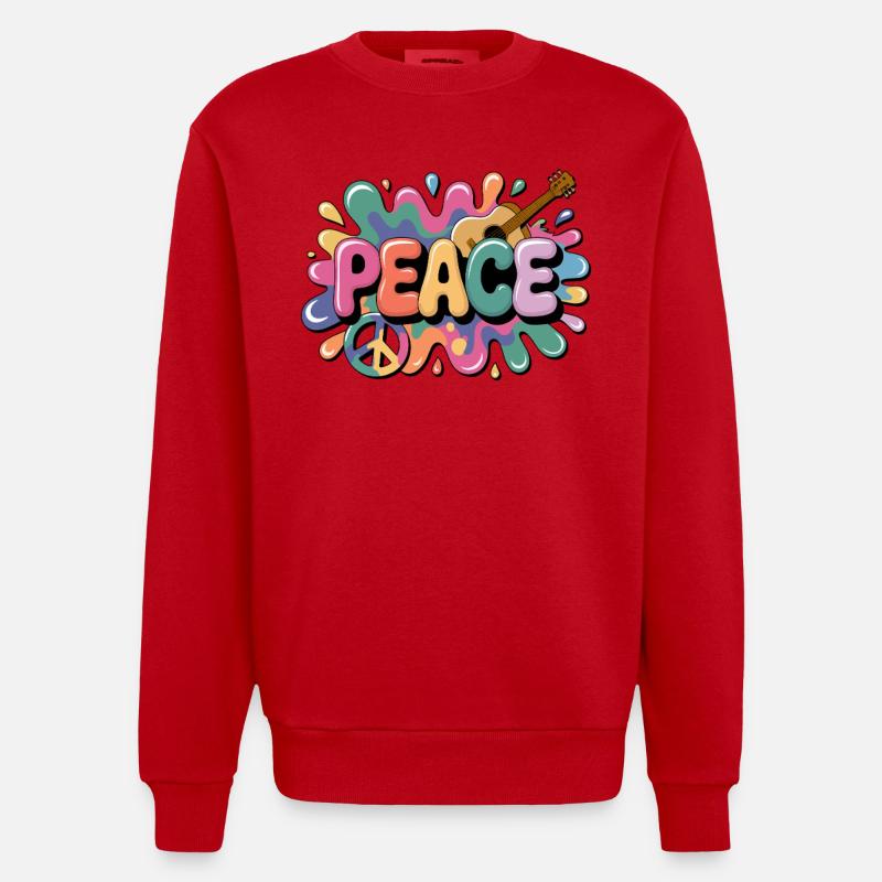 PEACE – Psychedelic - Heavyweight Oversized Organic Crew Neck Made in EU - red