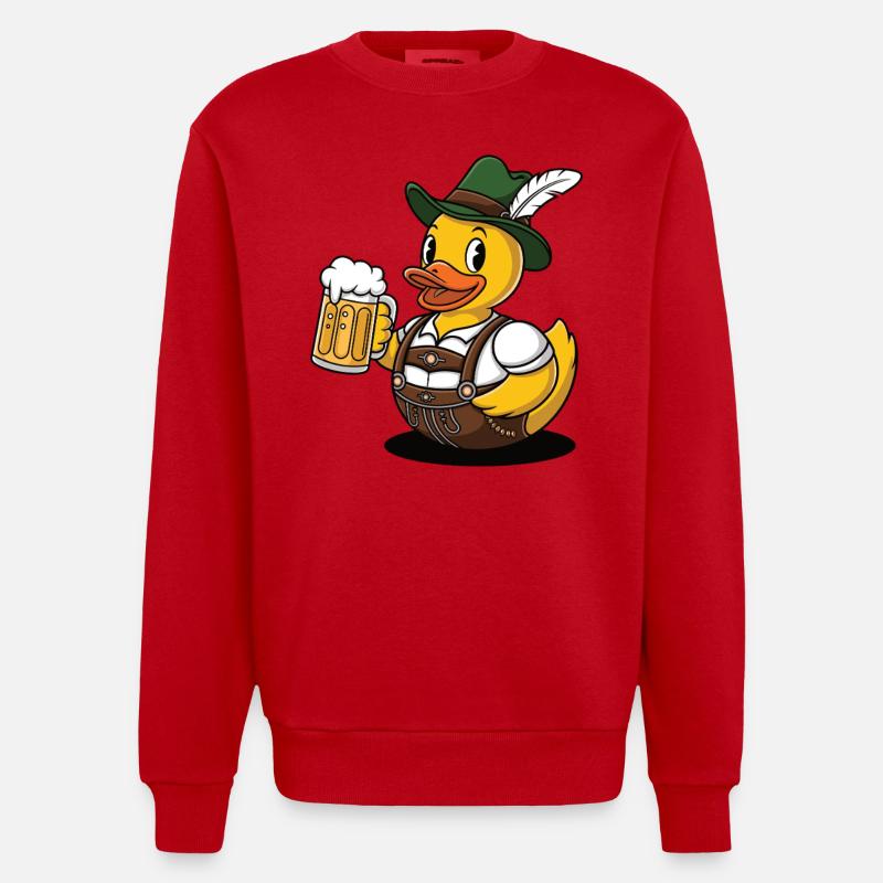 Gummiente Bayer mit Bier - Heavyweight Oversized Organic Crew Neck Made in EU - Rot
