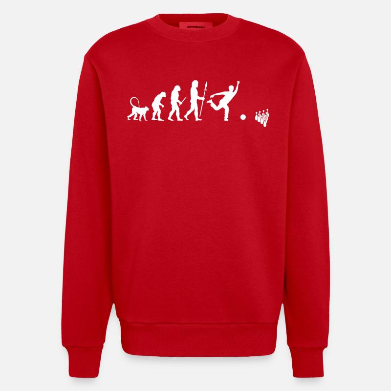 Evolution of Bowling - Heavyweight Oversized Organic Crew Neck Made in EU - red