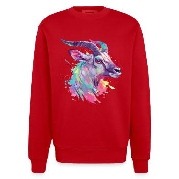 Antilope Tier Afrika Safari Savanne Wildnis Bunt - Heavyweight Oversized Organic Crew Neck Made in EU - Rot - Vorne - AI Model Female 172 light (172cm) & AI Model Male 178 light (178cm)