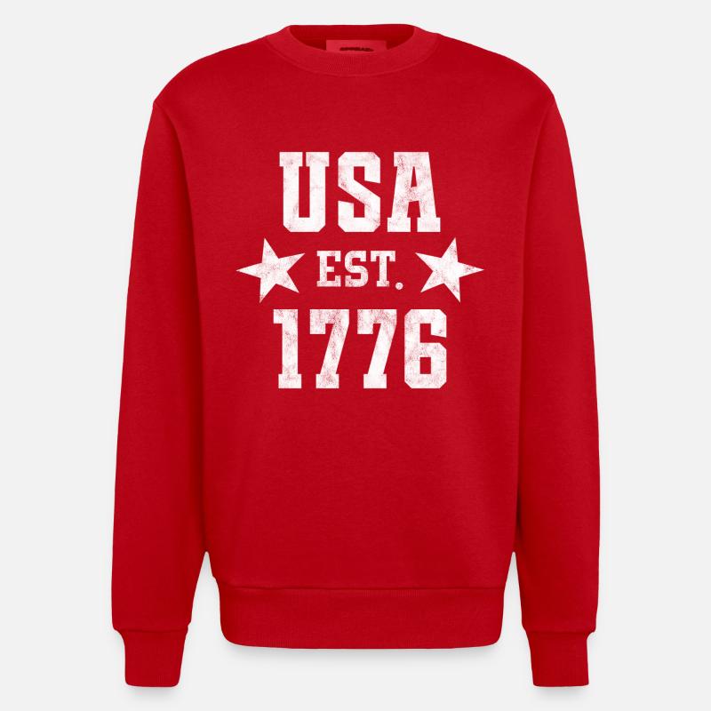 États-Unis Est 1776 - Sweat bio épais oversize fabriqué en UE - rouge