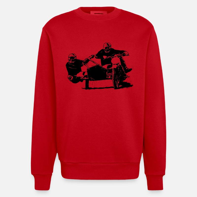 Sidecar Moto Cross - Heavyweight Oversized Organic Crew Neck Made in EU - Rot
