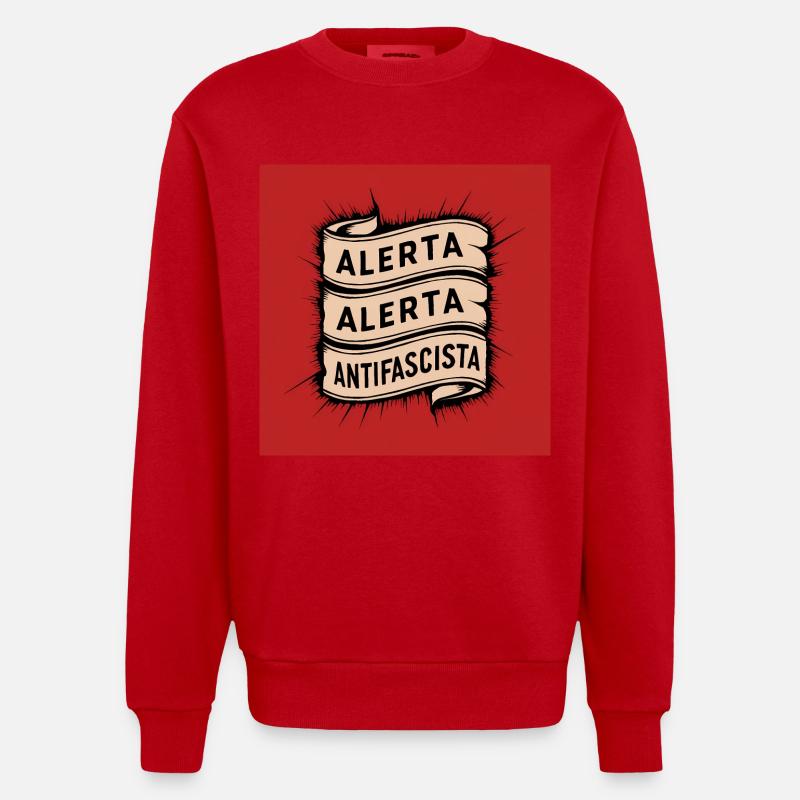 Alerta Antifaschist - Heavyweight Oversized Organic Crew Neck Made in EU - Rot