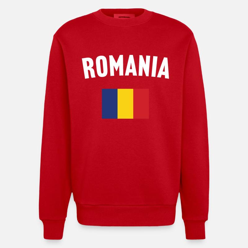 Drapeau de la Roumanie - Sweat bio épais oversize fabriqué en UE - rouge