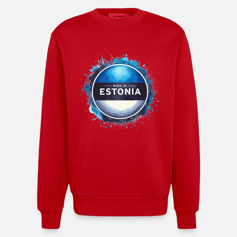Made in Estland Geschenk - Heavyweight Oversized Organic Crew Neck Made in EU - Rot