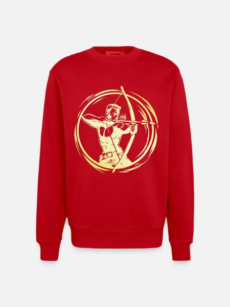 Bogenschießen Mann - Heavyweight Oversized Organic Crew Neck Made in EU - Rot