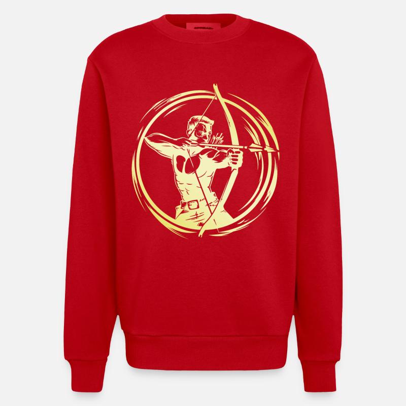 Archery Man - Heavyweight Oversized Organic Crew Neck Made in EU - red
