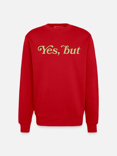 Yes, but – Minimalistisches Statement - Sweat bio épais oversize fabriqué en UE - rouge