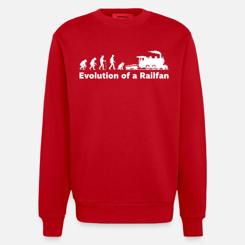 Evolution Railfan Zuglokomotive - Heavyweight Oversized Organic Crew Neck Made in EU - Rot