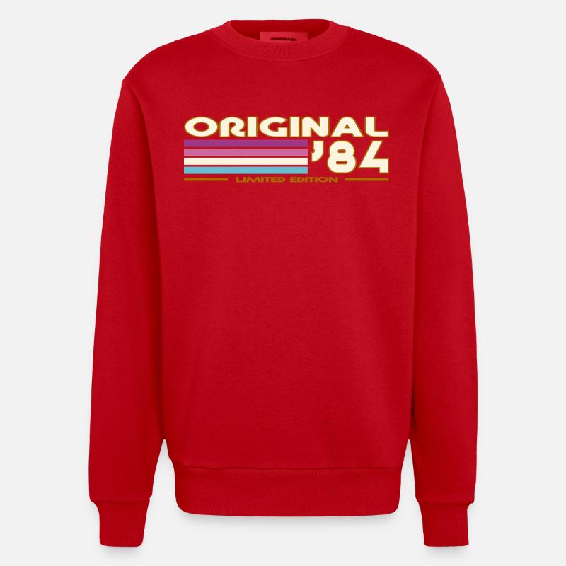 Originale 84 Pastellstreifen - Heavyweight Oversized Organic Crew Neck Made in EU - Rot