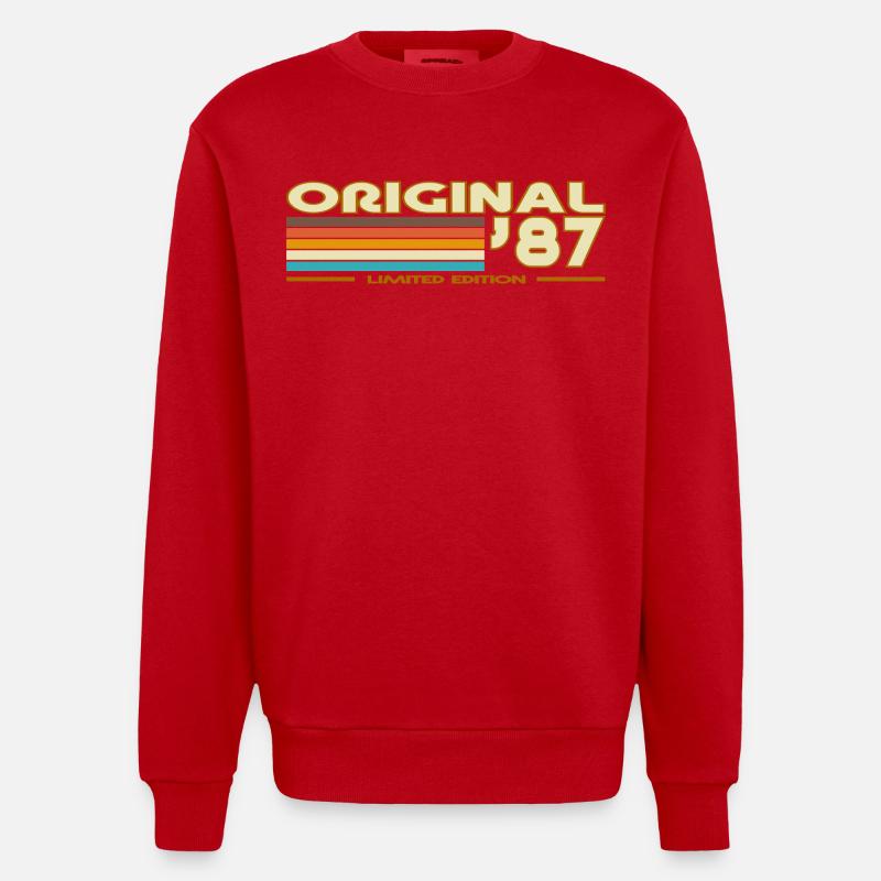 Original 87 Retrowave Rayures - Sweat bio épais oversize fabriqué en UE - rouge