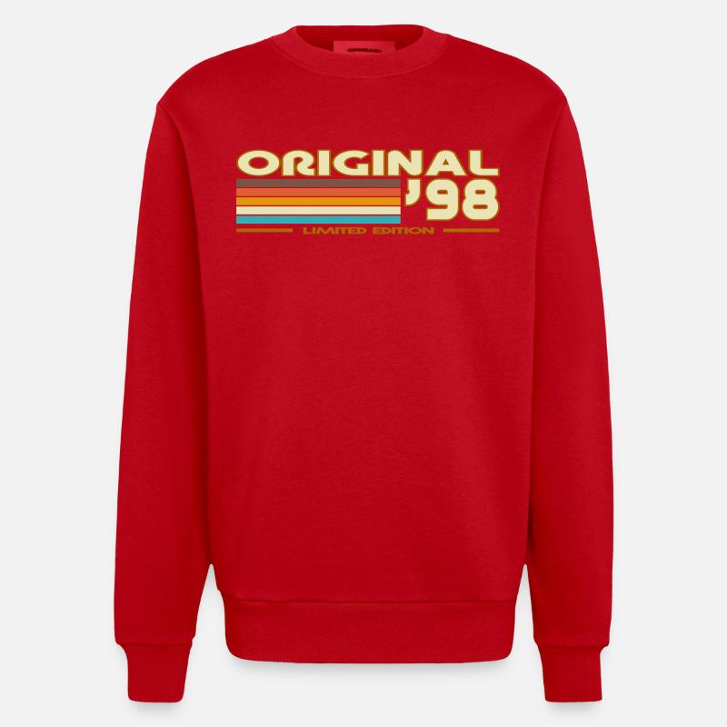 Original 98 Retro Stripes - Heavyweight Oversized Organic Crew Neck Made in EU - red