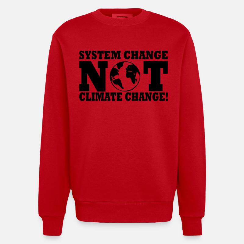 system change not climate change - Heavyweight Oversized Organic Crew Neck Made in EU - red