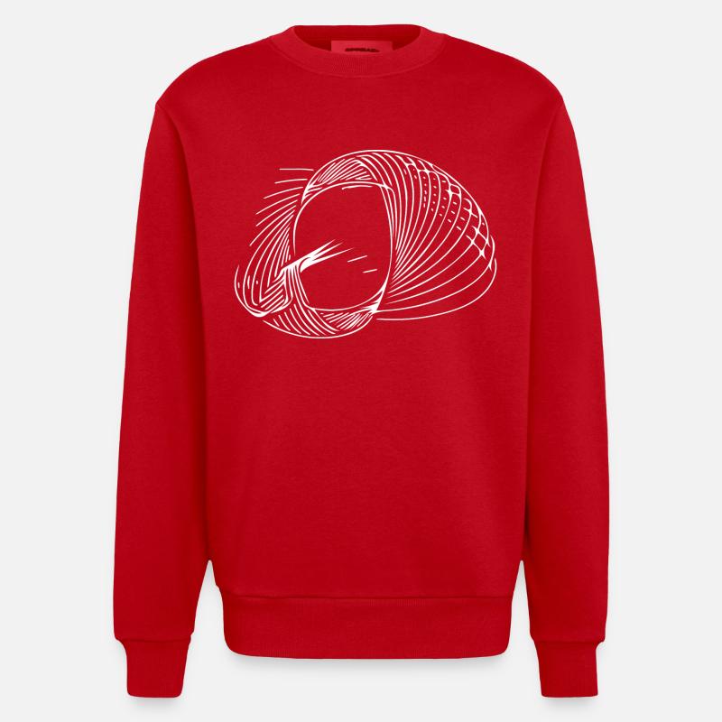 Geometric circle lines - Heavyweight Oversized Organic Crew Neck Made in EU - red