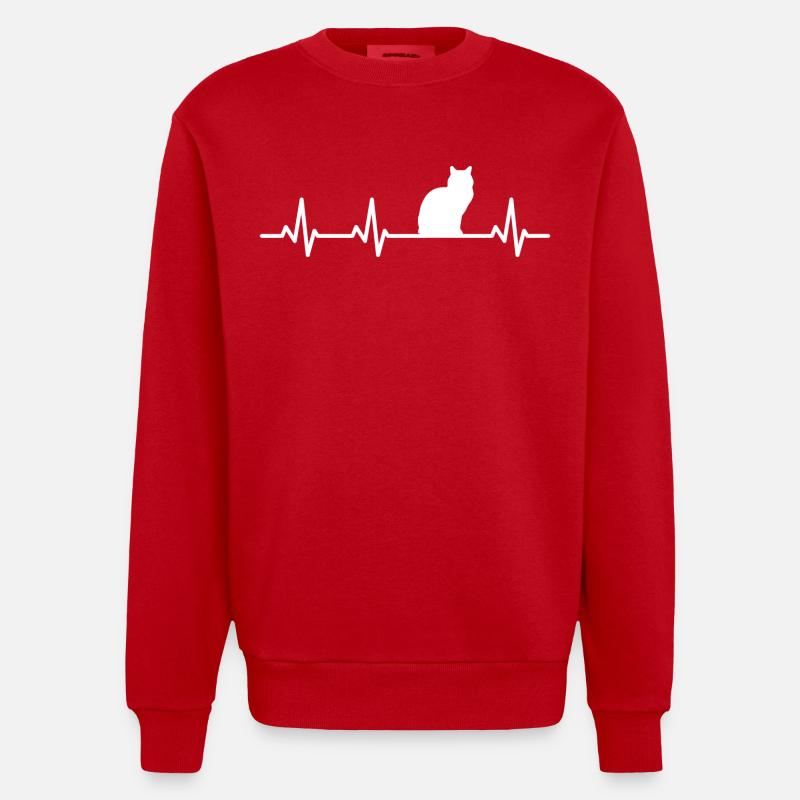 Battement de cœur de chat - Sweat bio épais oversize fabriqué en UE - rouge