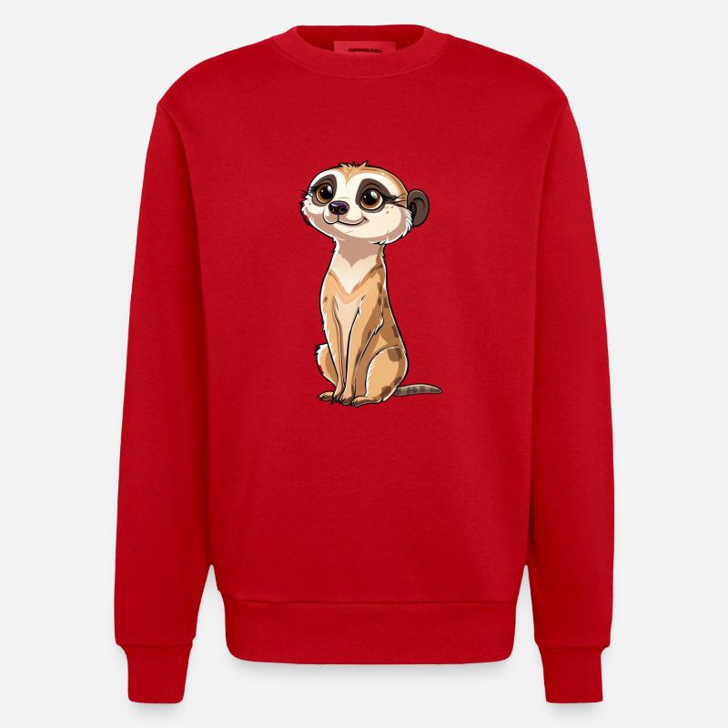 Look de suricate ludique - Sweat bio épais oversize fabriqué en UE - rouge