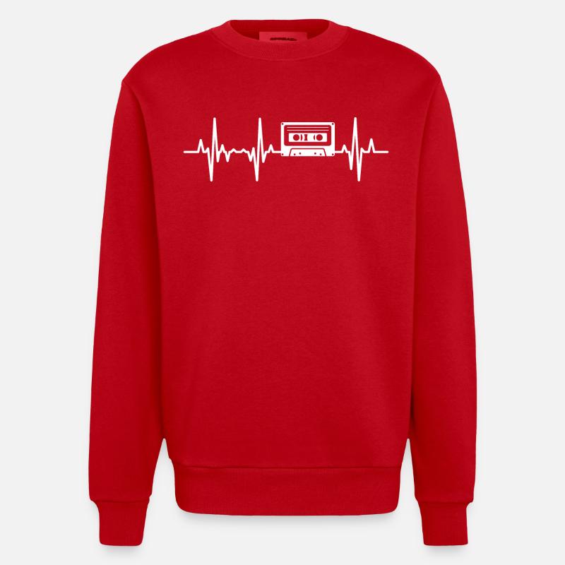 80er Kassette Herzfrequenz - Heavyweight Oversized Organic Crew Neck Made in EU - Rot