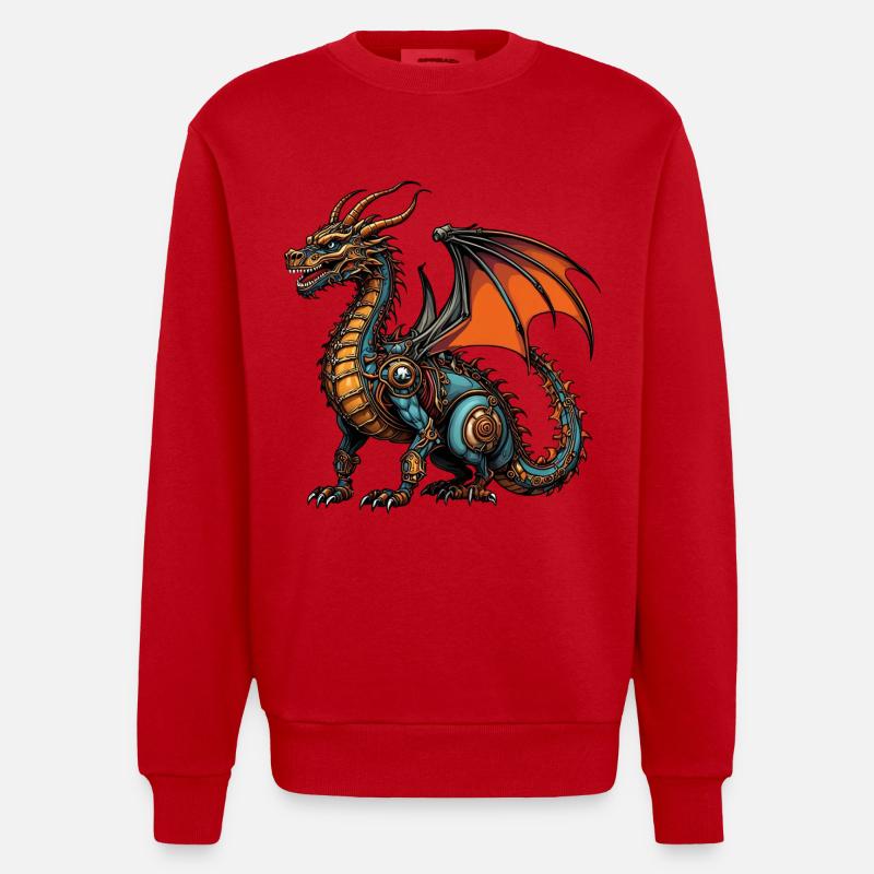 dragon - Sweat bio épais oversize fabriqué en UE - rouge