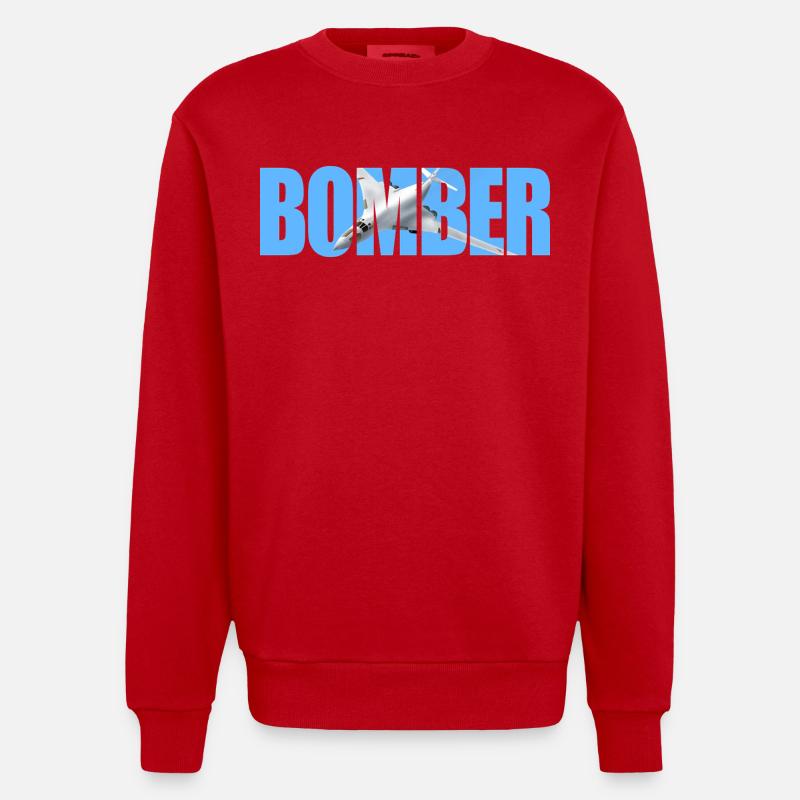Bomber Tu-160 - Heavyweight Oversized Organic Crew Neck Made in EU - red