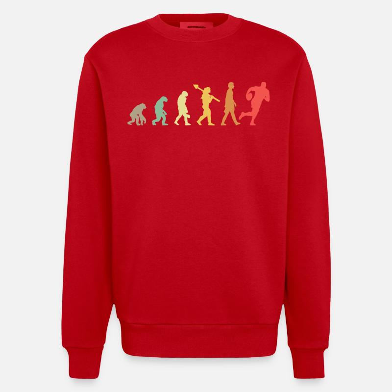 Evolution Rugby Spieler Rugby Entwicklung Retro - Heavyweight Oversized Organic Crew Neck Made in EU - Rot