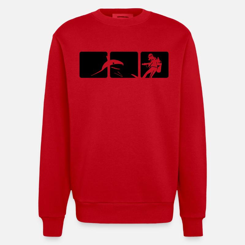 Plongée avec les requins - Sweat bio épais oversize fabriqué en UE - rouge