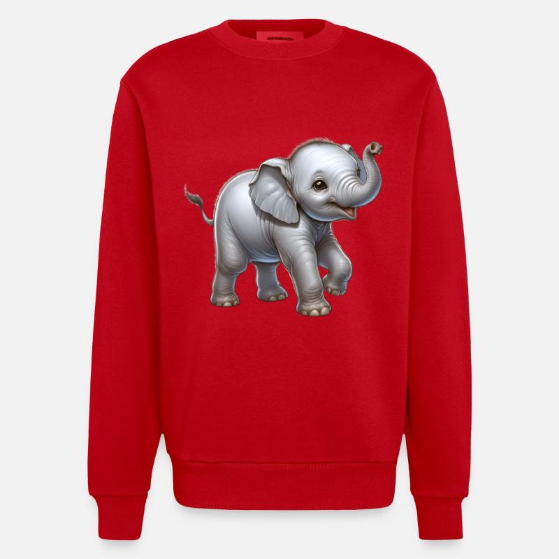 Conception d’éléphant mignon (bébé éléphant) - Sweat bio épais oversize fabriqué en UE - rouge