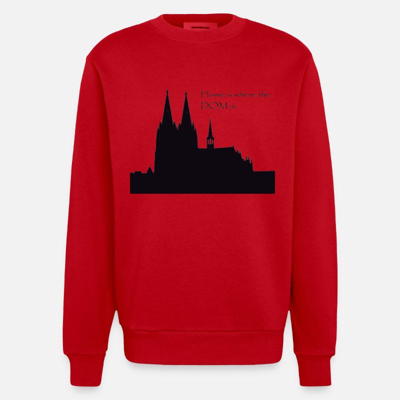 Cathédrale de Cologne - Sweat bio épais oversize fabriqué en UE - rouge