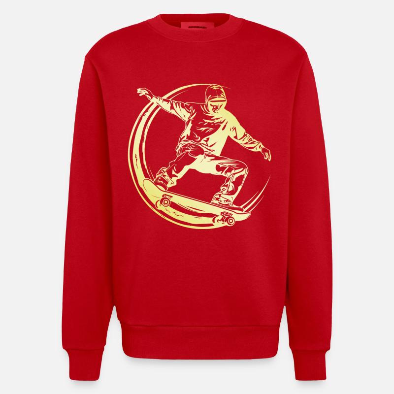 Skateboarding Mann Skateboard - Heavyweight Oversized Organic Crew Neck Made in EU - Rot