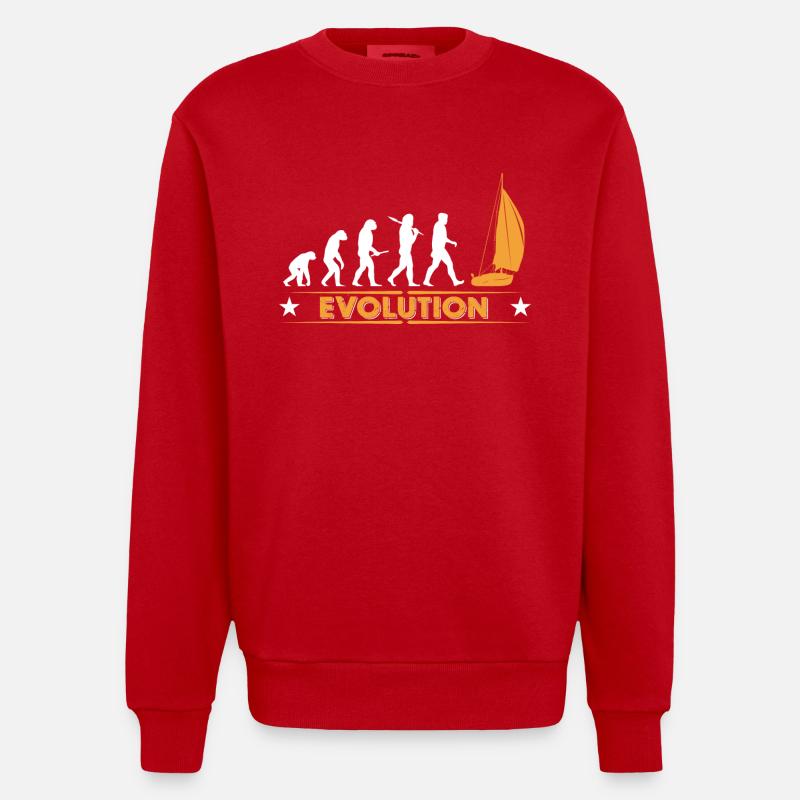 Sail evolution - orange/white - Heavyweight Oversized Organic Crew Neck Made in EU - red