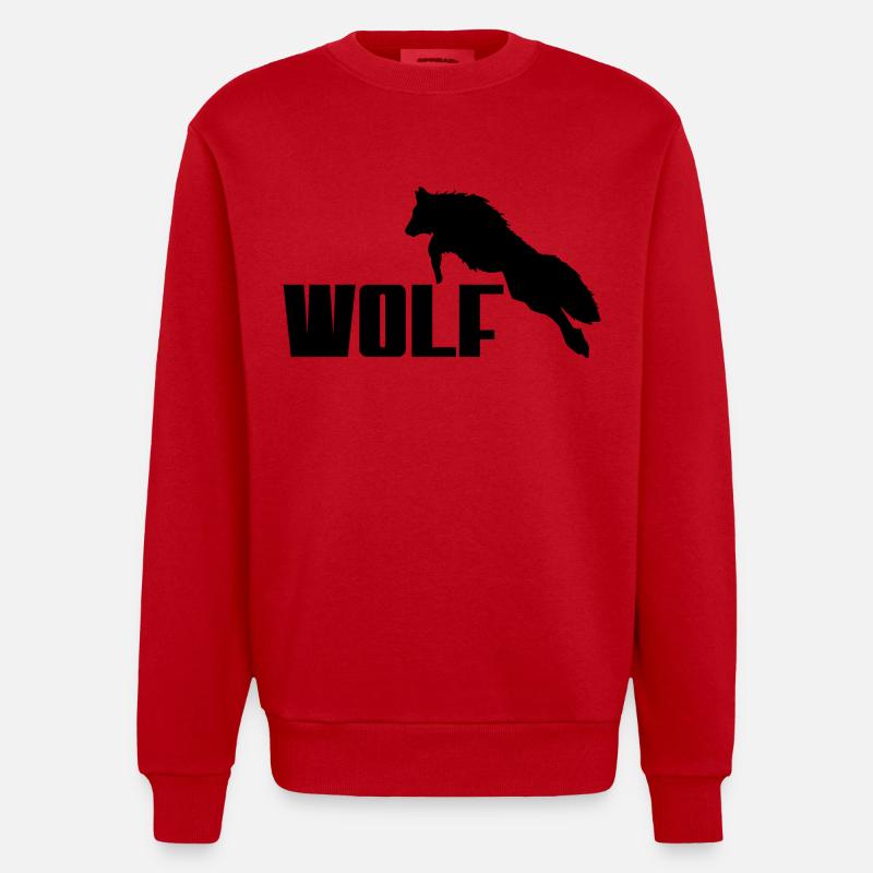 Logo Wolf - Sweat bio épais oversize fabriqué en UE - rouge