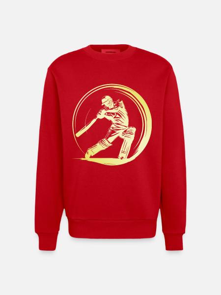 Cricket Man - Heavyweight Oversized Organic Crew Neck Made in EU - red