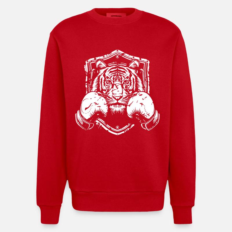 Tiger Boxer Fighter - Sweat bio épais oversize fabriqué en UE - rouge