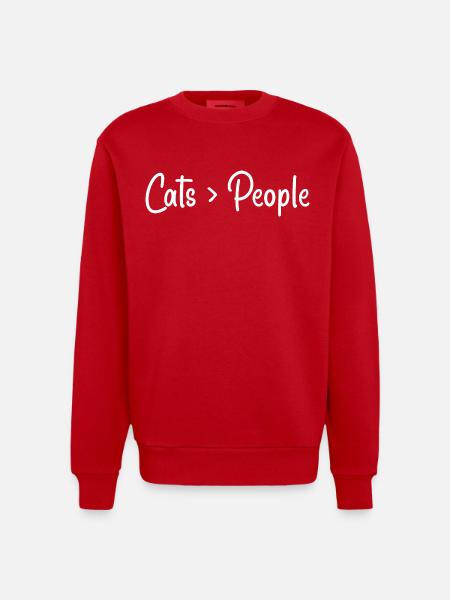 Cat lovers - Heavyweight Oversized Organic Crew Neck Made in EU - red