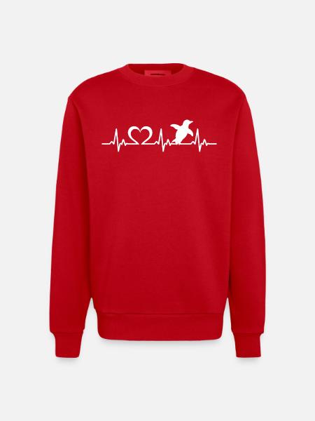 Pinguin Herzschlag - Heavyweight Oversized Organic Crew Neck Made in EU - Rot