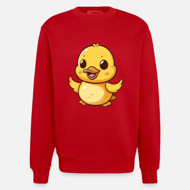 Le joyeux caneton danse joyeusement - Sweat bio épais oversize fabriqué en UE - rouge