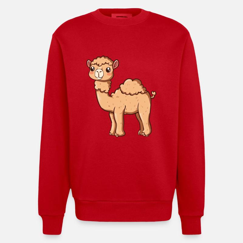 L’alpaga mignon vous sourit - Sweat bio épais oversize fabriqué en UE - rouge